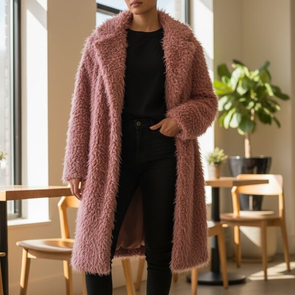 Wild Fable Jackets & Blazers - NWT Wild Fable Blush Pink Faux Fur Coat XXL – Oversized Cozy Jacket